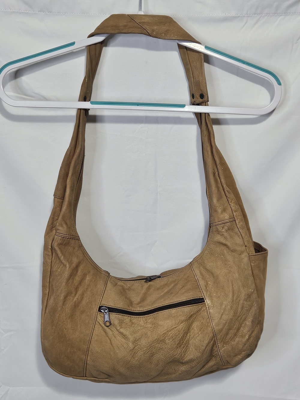 Genuine Leather (Soft) Hobo Slouch Shoulder Bag - Camel Brown Made In Mexico